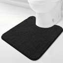 BOANKODU Toilet Rugs U-Shaped, Super Absorbent Chenille Bathroom Rugs and Strong PVC Non-Slip Backing for Toilets Rug Set, Machine Washable, Bath Mats for Bathrooms,20"x 20", Black