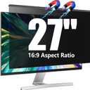 Magnetic Computer Privacy Screen Filter 27 inch for 16:9 Widescreen Monitor Desktop PC, 27in Hanging Removable Anti Blue Light Glare Eye Protection Shield, Anti Spy Screen Protector Panel