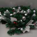 MorTime 9 FT LED Christmas Garland with Berries Bows Christmas Balls, Pre-Lit Artificial Garland with 50 Warm White LED Lights for Indoor Outdoor Christmas Decorations