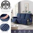 TAOCOCO 100% Waterproof Recliner Sofa Covers 3 Seater, Split Couch Covers for Reclining Couches for Kids Pets, Non Slip Reclining Couch Covers Furniture Protector with Straps(3 Seater, Navy Blue)