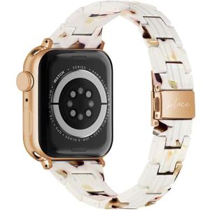 Solace Bands Slim Matte Resin Watch Band - Universal Fit for Apple Watch Bands for Women and Men, iWatch Bands for 38mm 40mm 41mm 42mm 44mm 45mm 49mm Ultra, SE and Series 11 10 9 8 7 6 5 4 3 2 1 (Nougat/Gold Hardware)