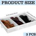 SATINIOR 3 Pcs 3 Section Under Bed Shoe Storage Boot Bag White Underbed Shoe Organizer with Large Clear Pockets Fabric for Storage Men's and Woman's Boots