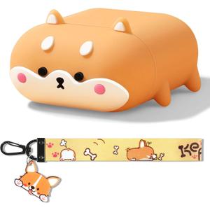 for Airpods 4 case Cute, AirPods Case Cover 4th Generation Funny Anime Cat Dog Corgi for Men & Women, Wireless Charge Support with Magsafe, Front LED Visible Protective Cover, Shiba Inu
