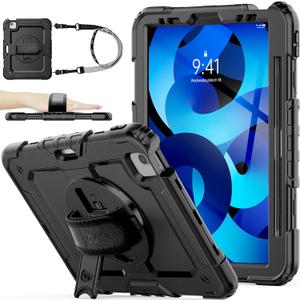 SEYMAC stock Case for iPad Air 5th/4th Generation/Pro 11 (4th/3rd/2nd) with Screen Protector Pen Holder, 360 Rotate Hand Strap/Stand Case for iPad Air 5th/4th Gen 10.9''/ Pro 11'' (Black)