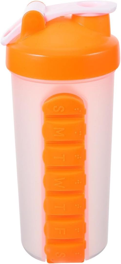 FRCOLOR Protein Powder Bottle Large Capacity Reusable Sports Shaker Bottle with Pill Box for Outdoor Fitness and Daily Use