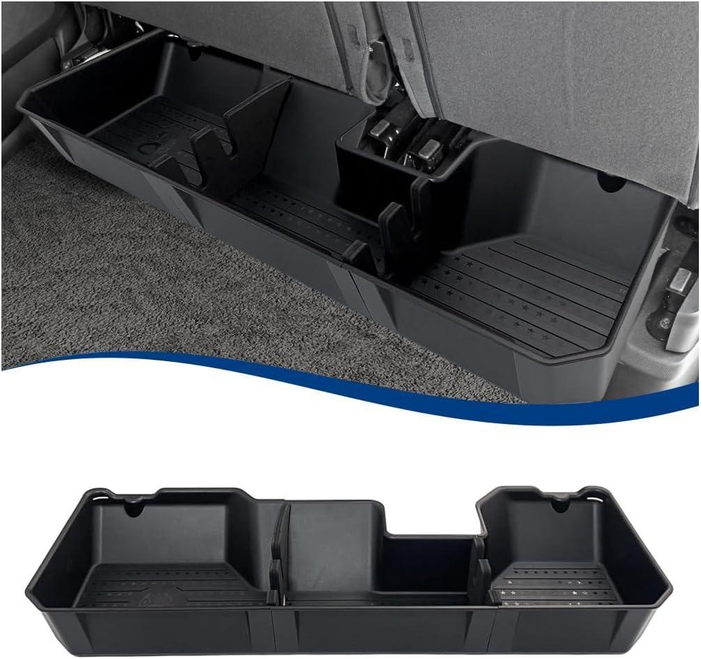 Rear Underseat Storage Compatible with 2019-2025 RAM 1500 Crew Cab Pickup Under Seat Organizer Bin (ABS - Black, 2019+ RAM 1500)