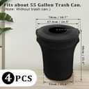 BSTKEY 55 Gallon Stretch Spandex Trash Can Cover, 4 Pack Outdoor Fitted Waste Container Cover Round Garbage Can Covers for Wedding Party Commercial Fundraiser Decor, Without Trash Can (Black)