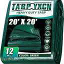 Green Heavy Duty Tarp 20x20 Feet, 12 Mil Thick