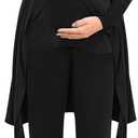 SWOMOG Maternity Nursing Robe Set 3 PCS Postpartum Breastfeeding Pajamas Hospital Pregnancy Pjs Double Layer Lounge Set (Large, Black)