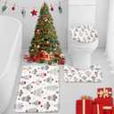 Britimes Tree Gray Red Christmas Bathroom Rug and Mat Set 3 Piece, Winter Pine Holiday Bathroom Rugs Non Slip, Absorbent Microfiber Memory Foam Bath Mat Machine Washable (Xmas 22)
