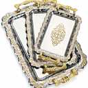 3 Pack Metal Serving Trays, Classic, Silver, Gold
