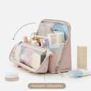 EACHY Standing Makeup Bag - Large Waterproof Cosmetic Bag & Toiletry Bag Organizer with Phone Holder, Detachable Dividers, Wipe-Clean Brush Pouch for Women