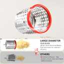 4-in-1 Rotary Cheese Grater Handheld, Lightweight Body with 4 Stainless Steel Blades & Non-Slip Suction Base, for Shredding Parmesan, Slicing Vegetables, Grating ChocolateRed