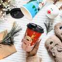 Fancy Land 24 Pcs 16 Ounces Christmas Disposable Coffee Cups Merry Xmas Paper Cups with Lids Sleeves Holiday Cold Beverage Hot Chocolate Drinks Dinner Party Tableware Decorations Supplies Character