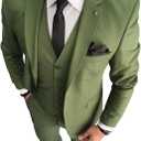 3 Pieces Business Mens Suit Notch Lapel Blazer Formal Wedding Groom Pants Tux Vest Tuxedos(Olive Green,3XL)