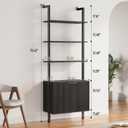 INNOD 74" Tall Bookshelf with Storage Cabinet, Modern Ladder Shelf with Wood and Metal Frame, Wall Mount Bookcase Open Display Shelf Furniture for Living Room, Bedroom, Home OfficeBlack, 23.69 inches x 14 inches x 74 inches