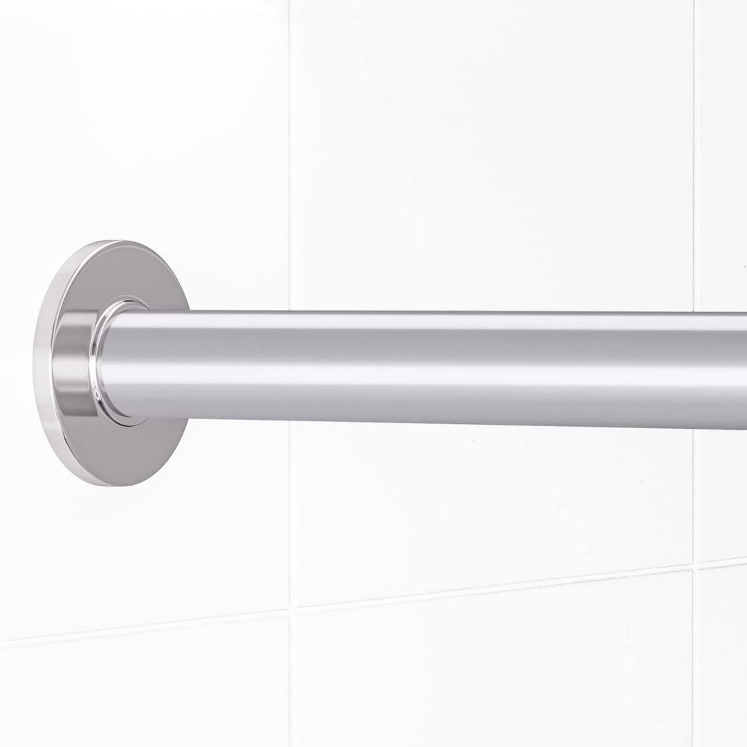 TidyFriend Plastic Shower Rod Cover 58 Inch (2 Covers) - Smooth Glide Shower Curtain Rod Cover for Straight Shower Rods, Rust Cover and Bathroom Decor Upgrade, Easy Slip On Design (Grey)