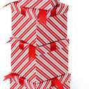 TaoBary 4 Pcs Christmas Nesting Gift Boxes Hard Xmas Stackable Red White Striped Decorative Boxes with Lids for New Year, Holiday, Birthday Party Gift Decor Supplies