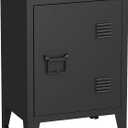 MIOCASA Metal Nightstand Modern End Side Table Steel Bedside Storage Cabinet with Shelf Easy Assembly for Living Room Bedroom, 12d X 16w X 23h in