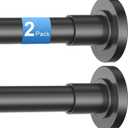 CorkLatta 2 Pack Black Shower Curtain Rod 31 to 43 Inch,1 Inch Diameter Adjustable Spring Tension Stainless Steel Telescoping Rod,Easy Install,No Rust