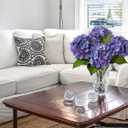 ZYTUYO 4PCS 19.6Inch Violet Blue Faux Hydrangea Artificial Flowers Silk Latex Realistic Full Large Hydrangeas Spring Long Stem Leaves Bouquet Plants for Tall Vase Table Garden Arrangements