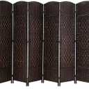 Room Divider 8 Panel Folding Privacy Divider 6 Ft Indoor Wall Divider Portable Partition Wood Screen, Brown