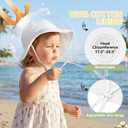 Zando Seersucker Baby Girl Boy Sun Hat UPF 50+ Toddler Bucket Hat Sun Protection Infant Kids Adjustable Breathable Beach Cap (White)