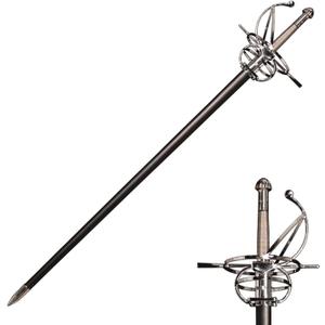 45.7" Renaissance Spanish Italian Style Rapier Fencing Sword with Spiral Swept-Hilt for Cosplay, Collection, Display