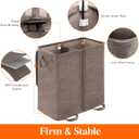 Lifewit Double Laundry Hamper with Lid and Removable Laundry Bags, Large Collapsible 2 Dividers Dirty Clothes Basket with Handles for Bedroom Laundry Room Closet Bathroom College, 136L Brown