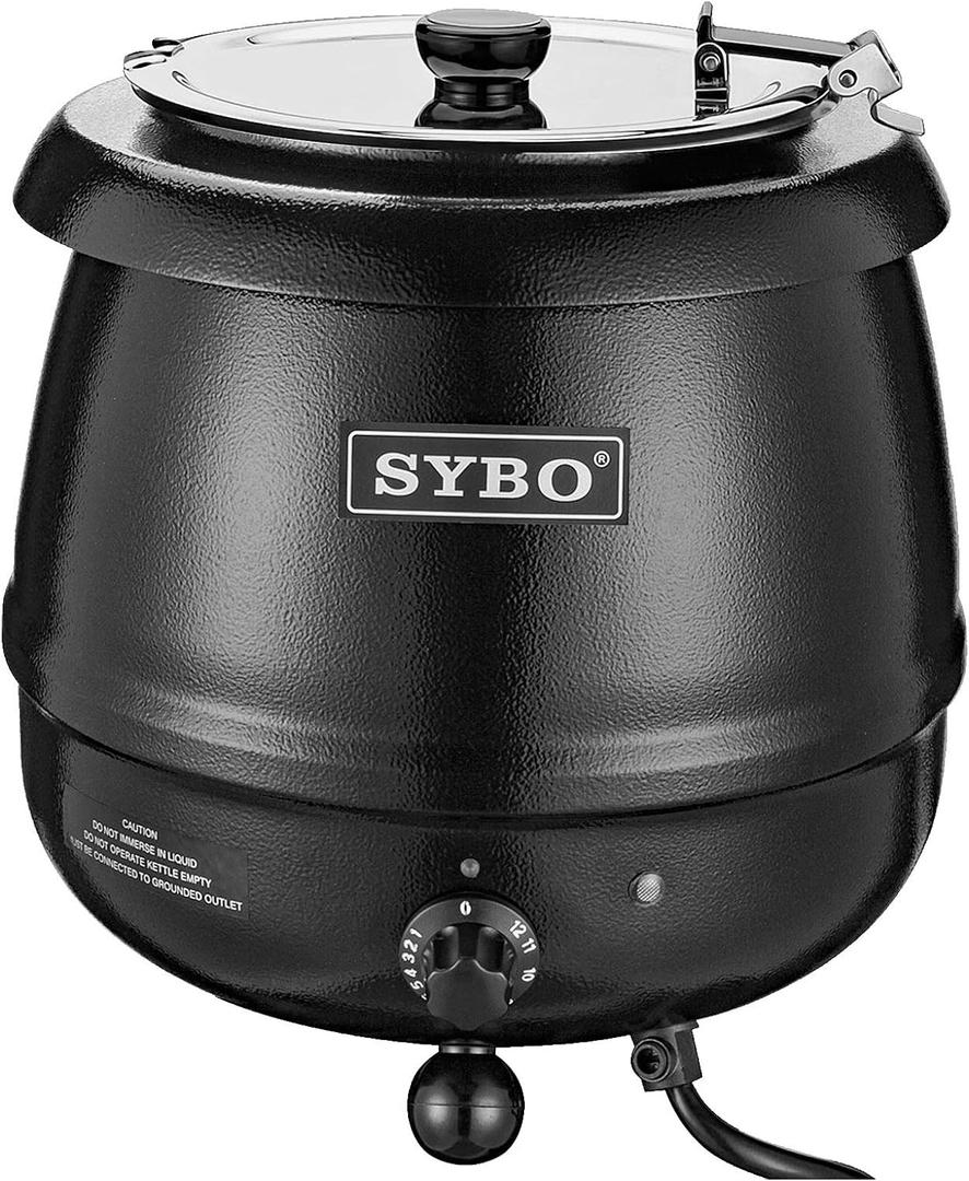 SYBO SB-6000 Commercial Grade Soup Kettle with Hinged Lid and Detachable Stainless Steel Insert Pot for Restaurant and Big Family, 10.5 Quarts, Black