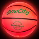 GlowCity Glow in The Dark Basketball - Sizes 5, 6, 7 Light Up Ball for Kids, Teens & Adults - Red Glow for Outdoor Games - Sports Birthday Gifts Ideas for Boys Ages 6 7 8 9 10 11 12 13 14
