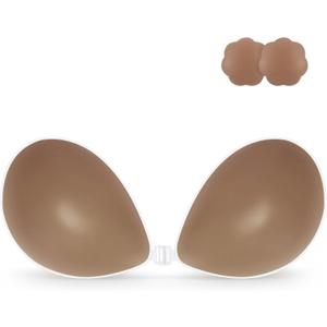Niidor Self Adhesive Bra Strapless Invisible Backless Sticky Push up Silicone Bra for Women-Brown-E