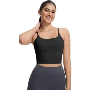 ECOPARTY Wirefree Padded Yoga Sports Bra for Women - Moisture Wicking Quick Dry Workout Crop Tank Camisole (Black, M)