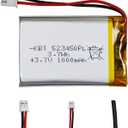 KBT 3.7V 1000mAh Li-Polymer Battery: 523450 Lipo Rechargeable Lithium-ion Replacement Batteries with PH 2.54 JST Connector, PH1.25/2.0 JST Connector for Replacement