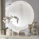 Tanmicoshomy Round Wall Mirror 24 Inch,Circle Mosaic Mirror with Natural Mother of Pearl and Wood Frame, Decorative Coastal Round Wall Mirror for Bathroom Bedroom Living Room Entryway (White)