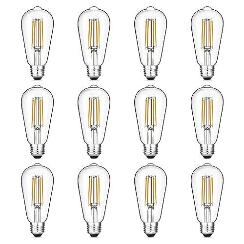 Gozelux 12-Pack Vintage LED Edison Light Bulb 60W Equivalent, Decorative Antique Filament Light Bulbs with 90+ CRI, Warm White 2700K, 750 Lumens, E26 Base, Dimmable
