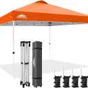 EAGLE PEAK Pop Up Canopy Tent with Wheeled Carry Bag, 8 Stakes, 4 Ropes, 4 Weight Bags, Easy Set Up Tent Canopy, 12x12 ft, 144sqft of Shade, Orange