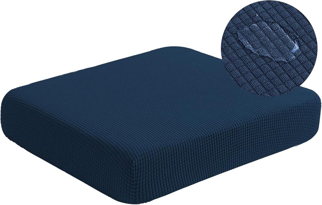 Water Repellent Sofa Seat Cushion Covers Stretch Furniture Protector Slip Covers for Settee Sofa Seat Cushion in Home Living Room (Large, Navy)