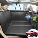 Back Seat Extender for Dogs, Hard Bottom Dog Car Seat Cover for Truck Back Seat, Dog Hammock for Car, Upgraded PU Leather Material, Larger Space, Black (XL)