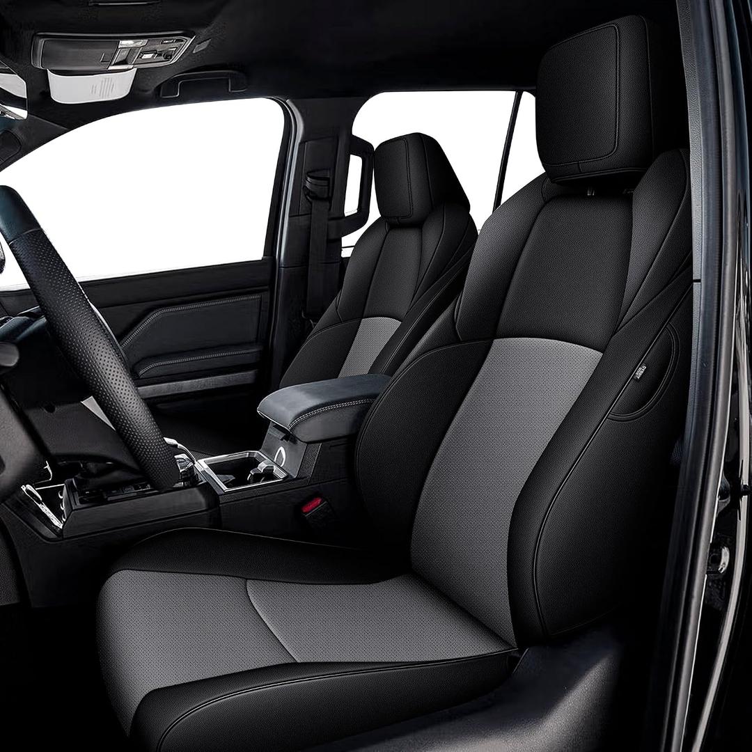 Custom Fit Seat Covers for Toyota 4Runner 2025 2026 | Full Set Faux Leather Car Seats Cover for 4Runner Accessories Black&Gray(5 Seats Model Only)