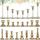 Nuogo 24 Pieces Candlestick Holders Metal Tapered Mixed Candle Holders Set Taper Decor for Wedding Home Dinning Birthday Party Table(Vintage Brass)