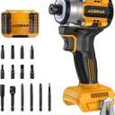 20V Cordless Impact Driver (Bare Tool) Compatible with DeWalt Battery, 2390 IN-LBS Max Torque, 3300 RPM, 1/4" Hex Brushless Impact Driver, 4-Speed Forward/Reverse Control, LED Light, S2 Steel Bits Set