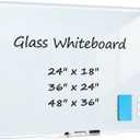 Glass Magnetic Dry Erase Board, 24" x 18" 2'x1.5' Tempered Glass Whiteboard Wall Mounted Small White Board for Home, Office, School