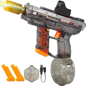 Electric Water Gun for Kids & Adults with Lights, 2 Batteries, 350CC, 26-29FT, Black Automatic Water Guns Squirt Blaster for Pool Party Beach Outdoor Play, Water Toys for Ages 4-8 8-12+