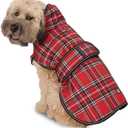 PetRageous 438RPLG Kodiak Heavyweight Waterproof Cold Weather Dog Coat with Full Chest Coverage and Leash Opening for Large Breeds, Red Plaid
