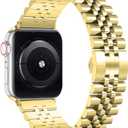 Wolait Compatible with Apple Watch Ultra 3/Ultra 2 Band 49mm 46mm 45mm 44mm 42mm,Stainless Steel Heavy iWatch Band with Butterfly Folding Clasp Link Bracelet for Series 11-1/SE3/2/Men,Silver/Rose Gold