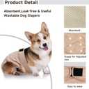 Langsprit Female Dog Diapers No Tail Hole,Reusable Puppy French Bulldog Diapers Female for Period Heat,Washable Doggy Doggie Diapers for Female Dogs Size XXL.Pink,Green,Black