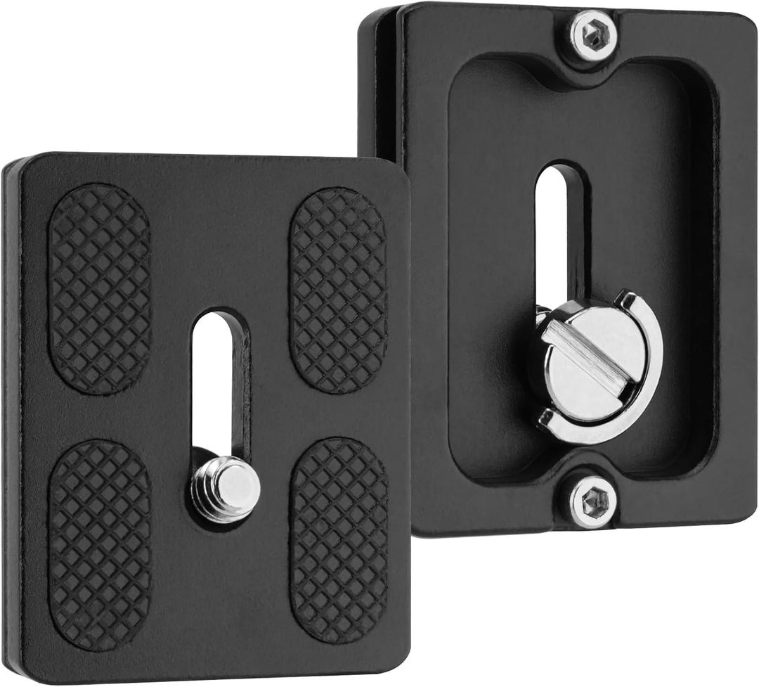 2 Pack Aluminum Alloy Quick Release Plate, Tripod Quick Release Plate PU50, for Arca Swiss Plate with 1/4" Slotted Screw/D-Ring Screw, Camera Mount Adapter for Standard Tripod Ball Heads