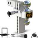 KYX Adjustable Drop Hitch for 2 Inch Receiver - 8" Drop/Rise Aluminum Hitch, Trailer Hitch for Truck 12,500 lbs GTW Heavy Duty Tow Ball Mount with Anti-Theft Locks (Fits 2" & 2-5/16" Balls)