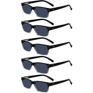 Eyekepper Vintage Reading Sunglasses for Men - 5 Pack Grey Tinted Lens Readers +1.75